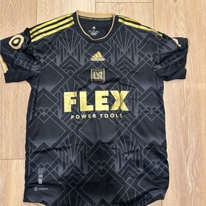 LAFC Soccer Adidas Black and Gold Geometric Jersey